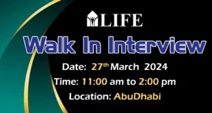 Life Pharmacy Walk in Interview in Abu Dhabi