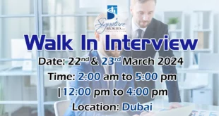 Signature Commercial Walk in Interview in Dubai