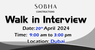 Sobha Construction Walk in Interview in Dubai