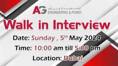 AG Engineering and Power Walk in Interview in Dubai