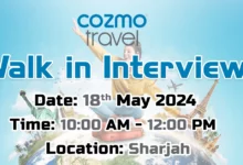 Cozmo Travel Walk in Interview in Sharjah