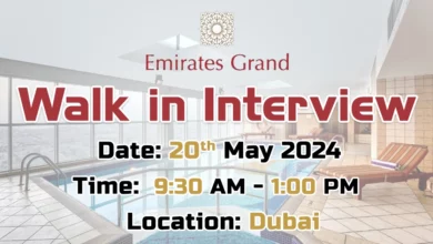 Emirates Grand Hotel Walk in Interview in Dubai