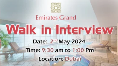 Emirates Grand Hotel Walk in Interview in Dubai
