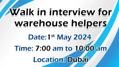 Walk in Interview for Warehouse Helpers in Dubai