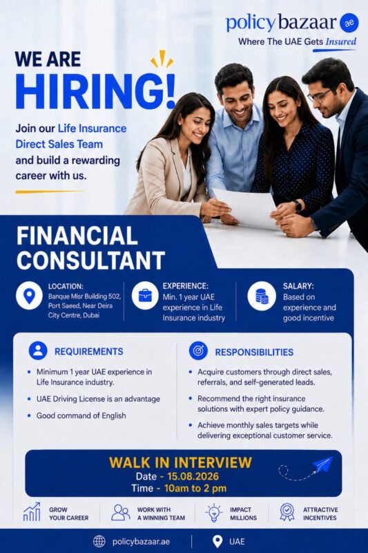 PolicyBazaar Walk in Interview Poster
