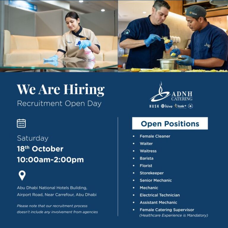 ADNH Catering Open Day Recruitment in Abu Dhabi