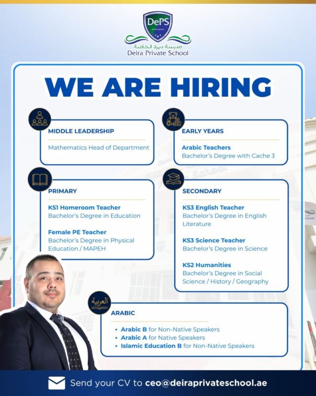 Deira Private School Walk in Interview Poster
