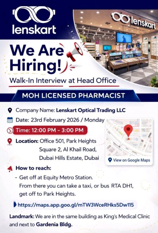 Lenskart Optical Walk in Interview Poster