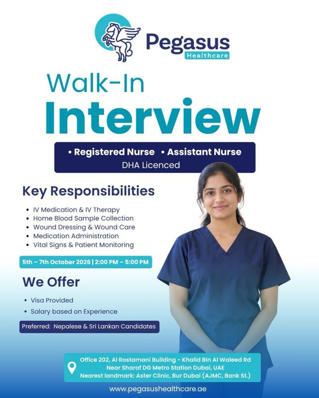 Pegasus Home Healthcare Walk in Interview Poster