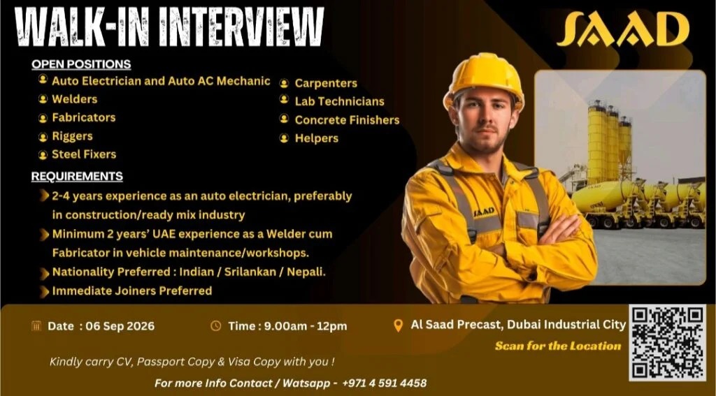 Saad Precast Walk in Interview Poster