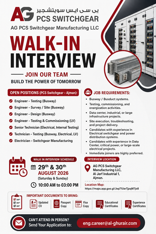 AG PCS Switchgear Walk in Interview Poster