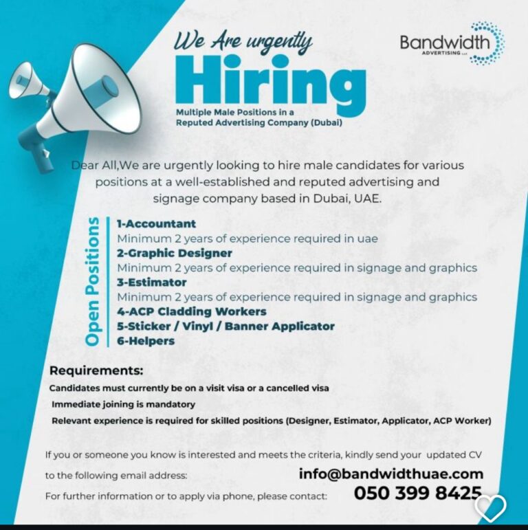 Bandwidth Advertising Recruitments in Dubai