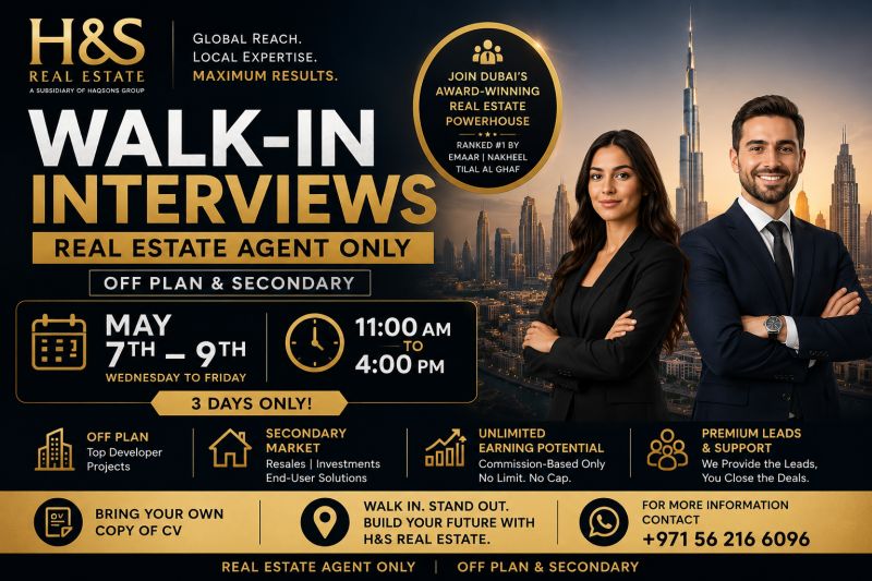 H&S Real Estate Walk in Interview Poster