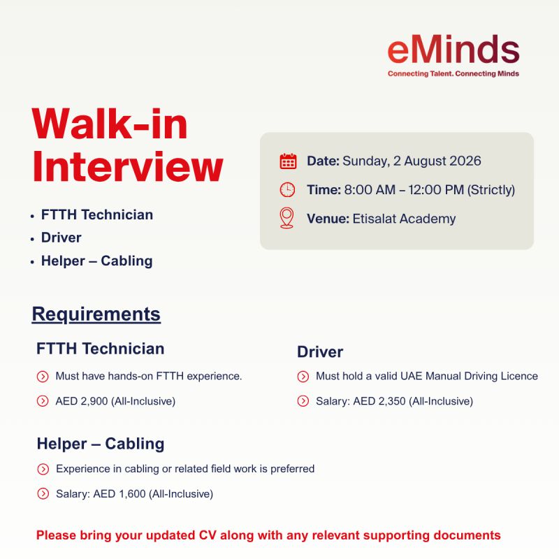 eMinds Walk in Interview Poster