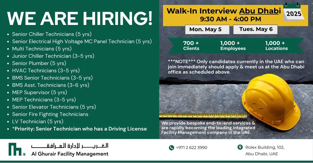 Al Ghurair Facility Management Walk in Interview