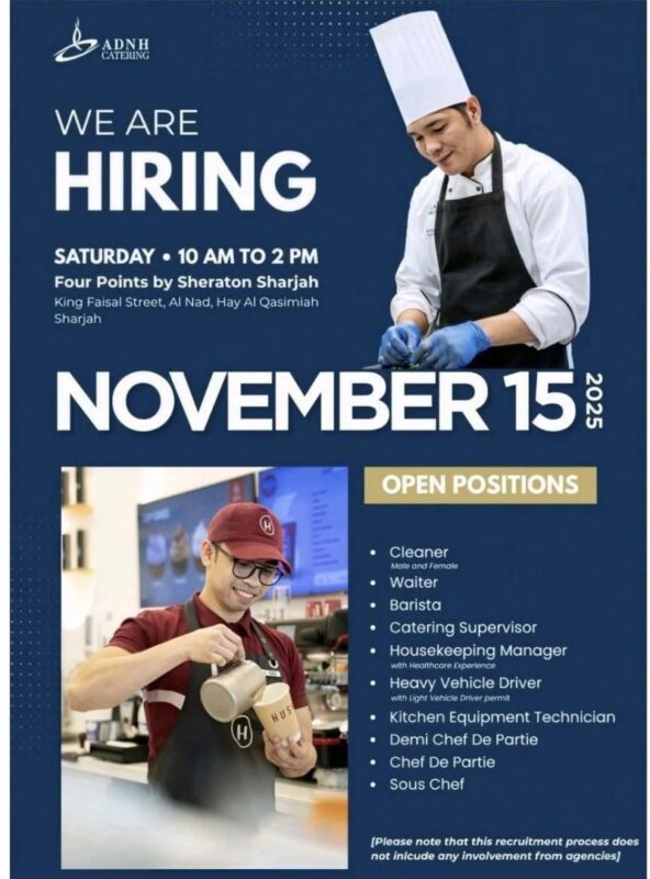 ADNH Catering Walk in Interview in Sharjah