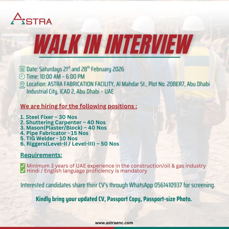 ASTRA Engineering Walk in Interview Poster