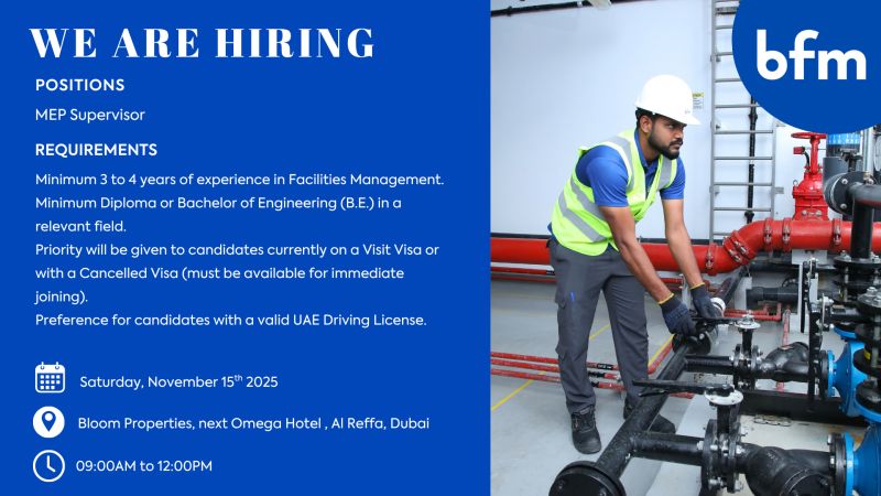 BFM Walk in Interview in Dubai