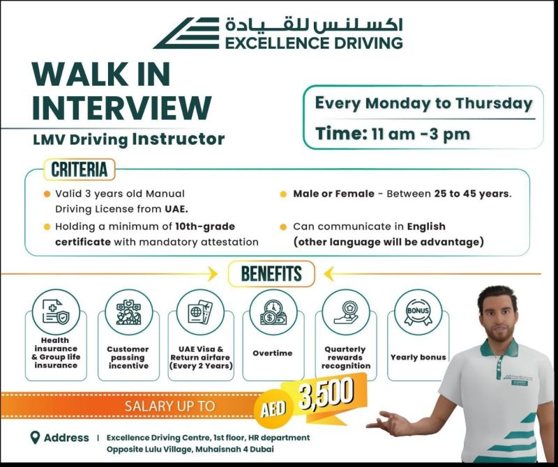 Excellence Driving Walk in Interview Poster