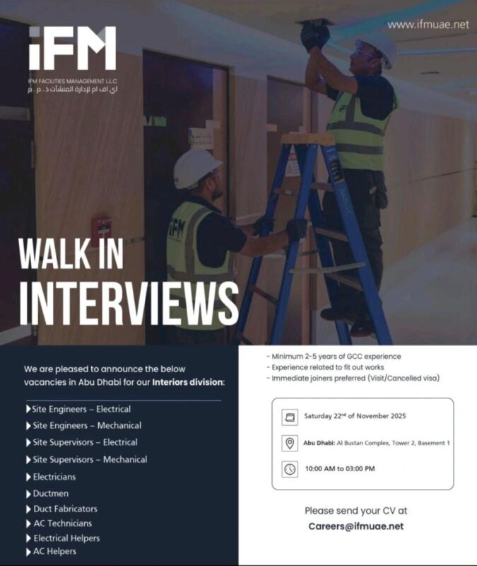 iFM Walk in Interview in Dubai