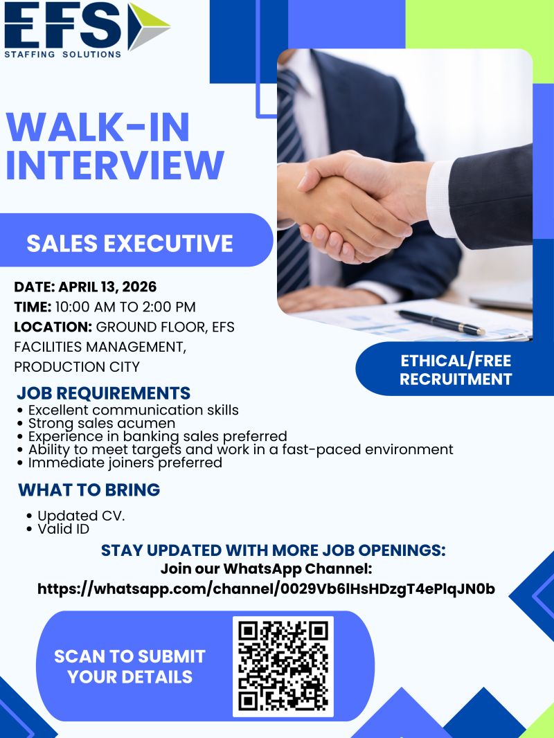 EFS Staffing Solutions Walk in Interview Poster
