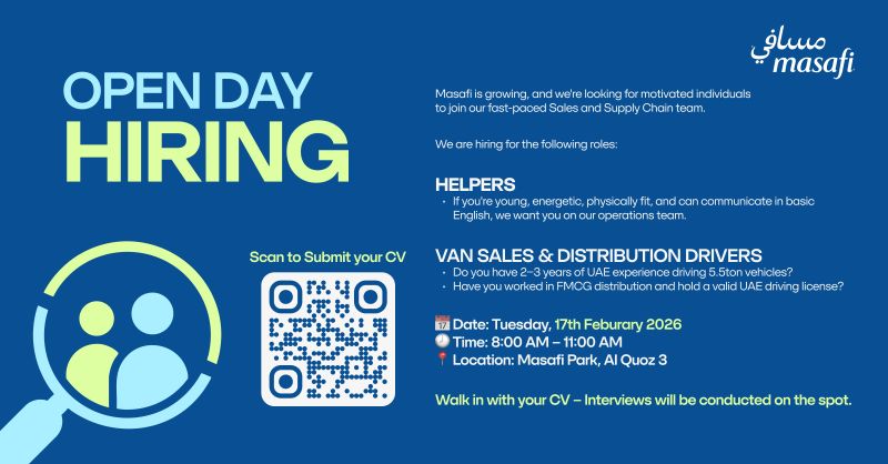 Masafi Open Day Hiring Poster
