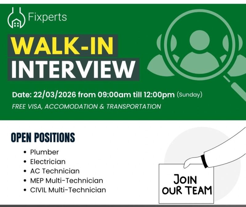 Fixperts Contracting Walk in Interview Poster