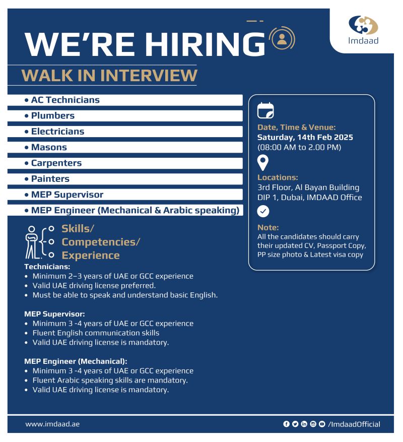 Imdaad Walk in Interview Poster