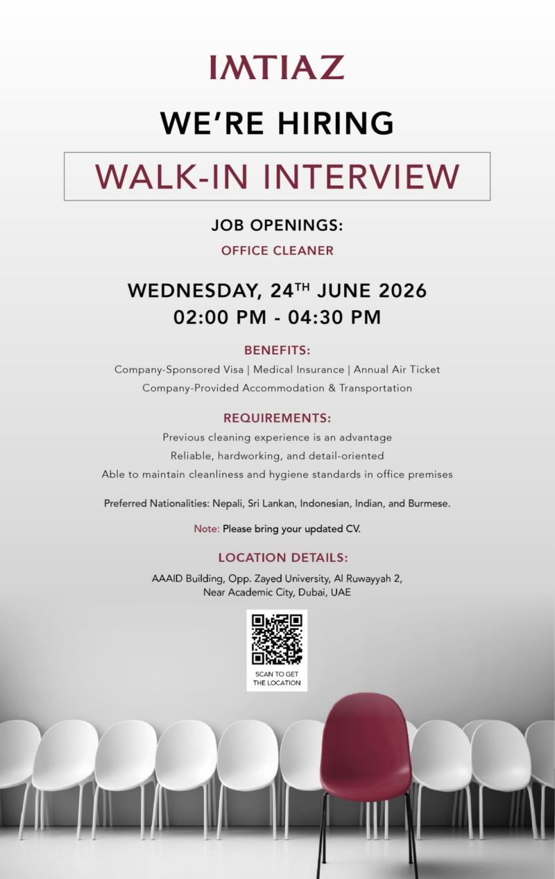 Imtiaz Developments Walk in Interview Poster