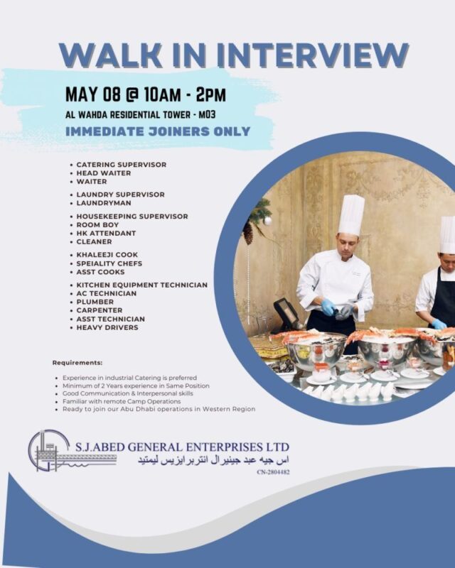 SJ Abed Walk in Interview Poster