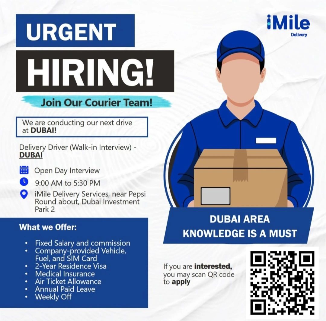 iMile Delivery Walk in Interview in Dubai April 2026