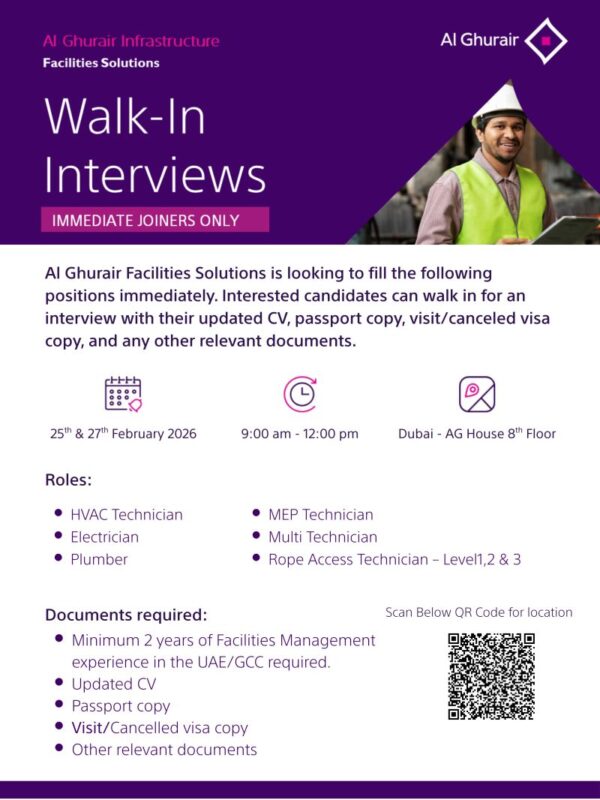 Al Ghurair Facilities Solutions Walk in Interviews Poster