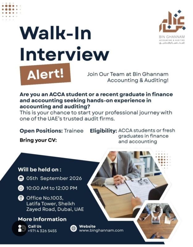 Bin Ghannam Accounting Walk in Interview Poster