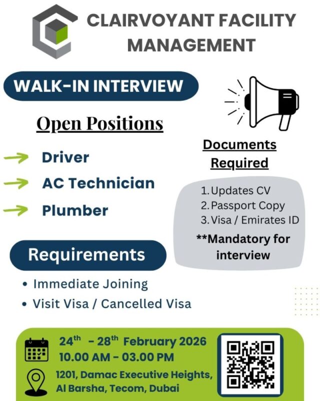 Clairvoyant Walk in Interview in Dubai