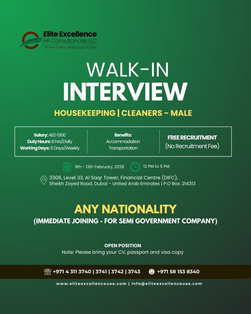 Elite Excellence Walk in Interview Poster