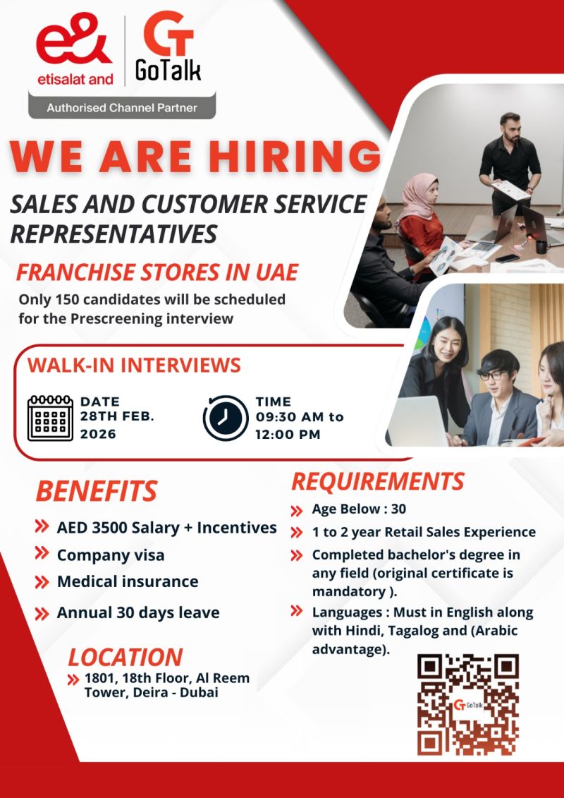 Etisalat Walk in Interview Poster