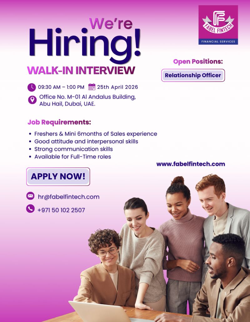 Fabel Fintech Financial Services Walk in Interview Poster