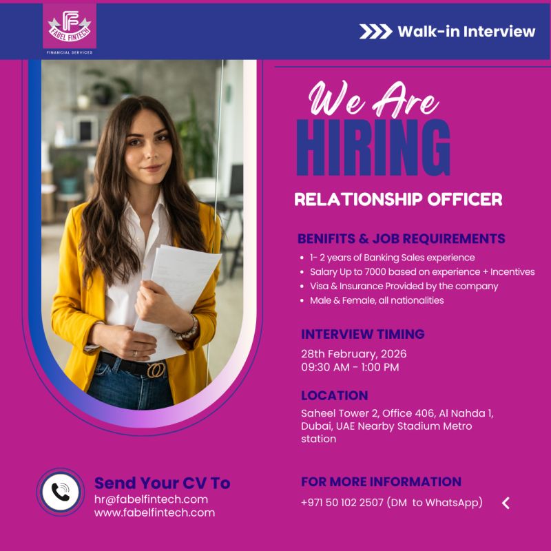 Fabel Fintech Financial Services Walk in Interview Poster