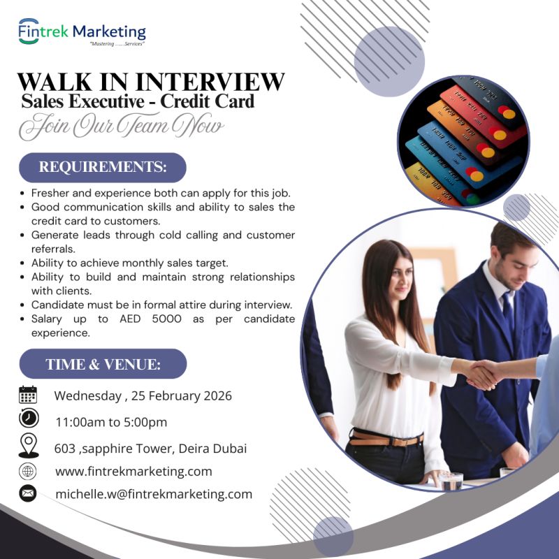 Fintrek Marketing Walk in Interview Poster
