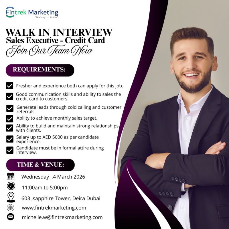 Fintrek Marketing Walk in Interview Poster