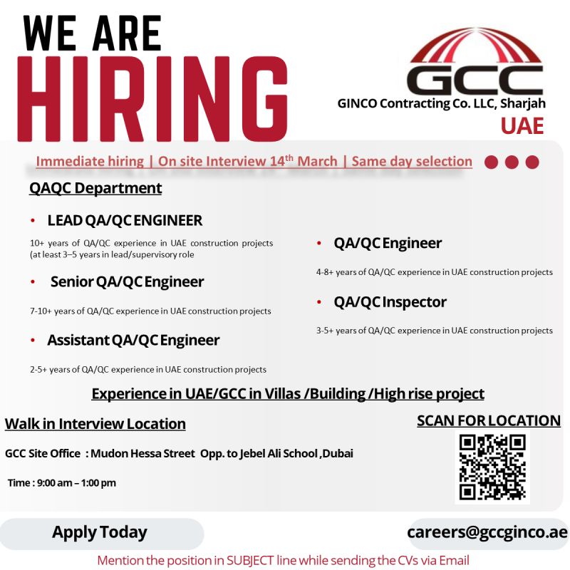 GCC Contracting Walk in Interview Poster