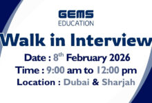 GEMS Education Walk in Interviews in Dubai & Sharjah