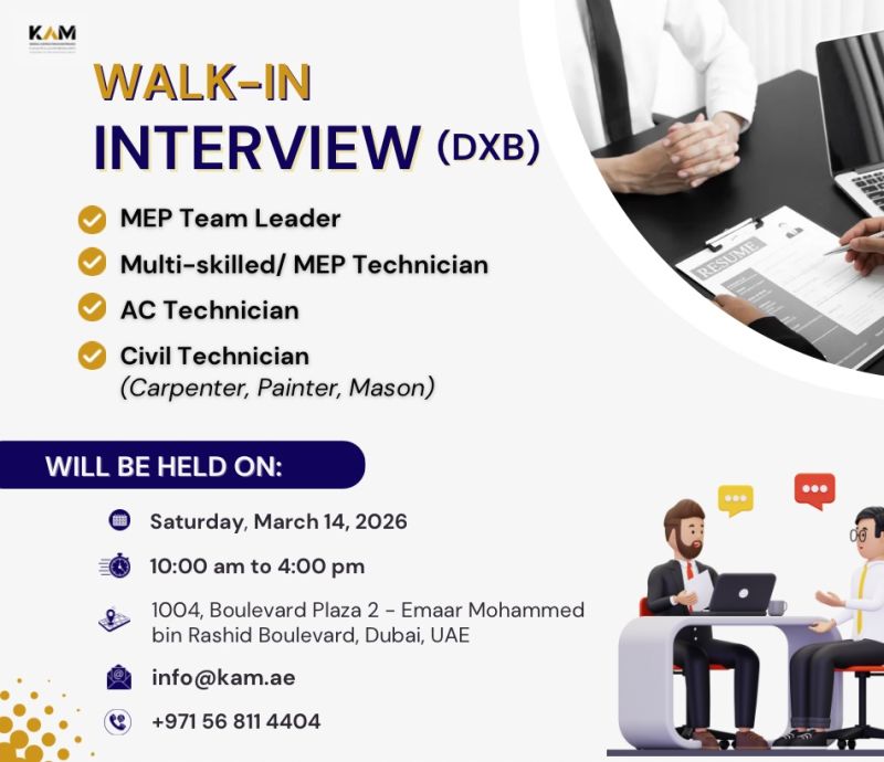 KAM Walk In Interview Poster