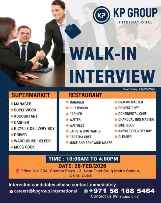 KP Group International Walk in Interview Poster