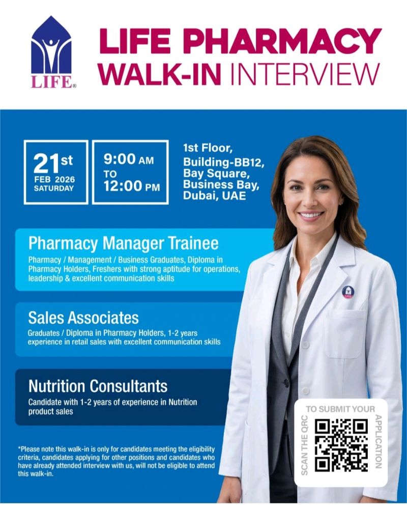 Life Pharmacy Walk in Interview Poster