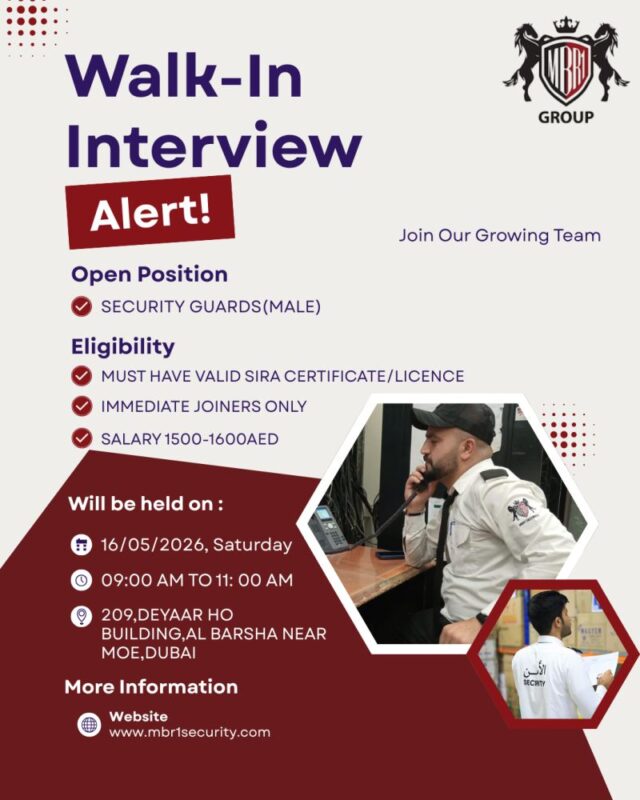 MBR1 Security Services Walk in Interview Poster