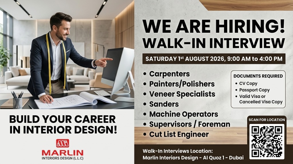 Marlin Interiors Walk in Interview Poster