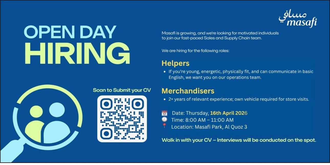 Masafi Open Day Hiring Poster