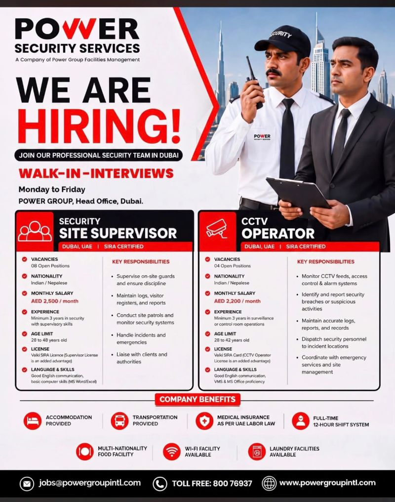 Power Security Services Walk in interview Poster