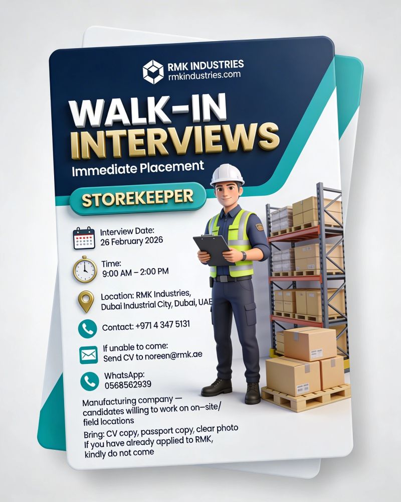 RMK Industries Walk in Interview Poster